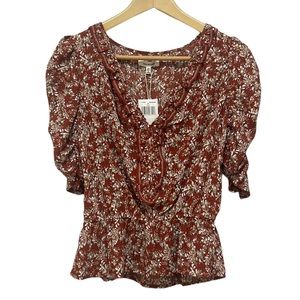 NWT Max Studio Floral Chiffon Blouse Women Size XS